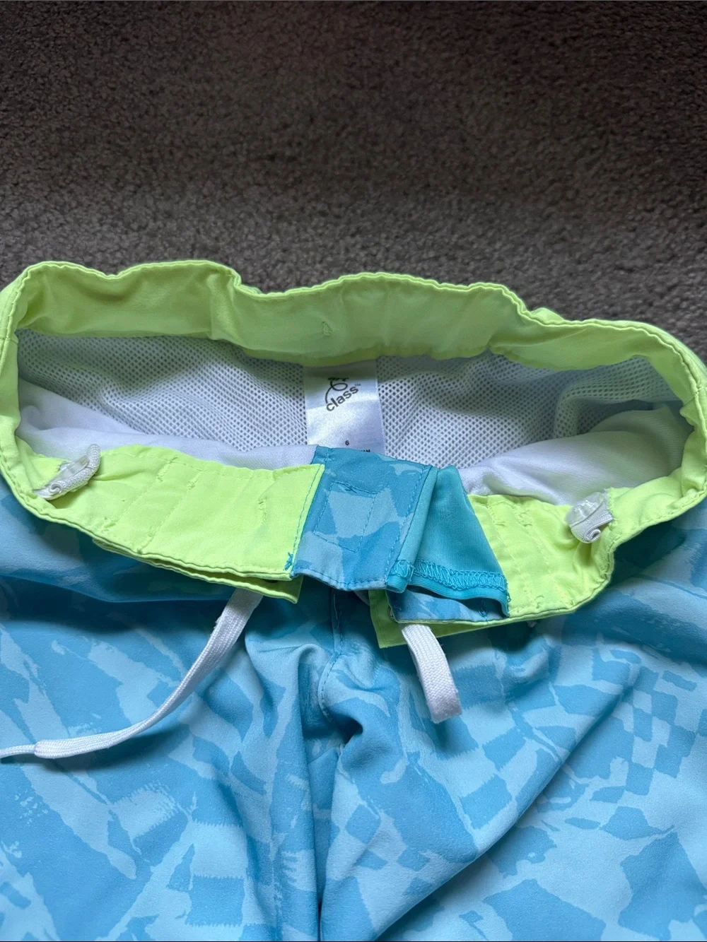 art class Light Blue Swim Shorts with Lime Waistband